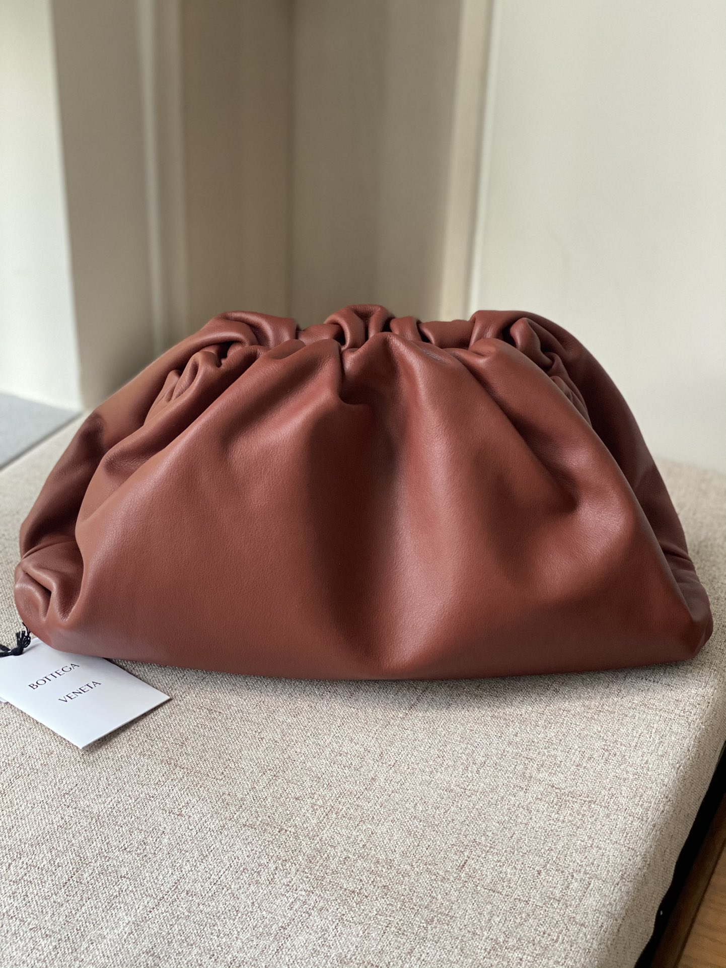 Big Pouch Soft Smooth Leather Clutch Burgundy